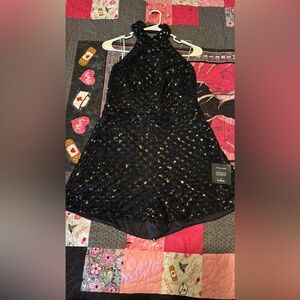 Lulus black halter sequin romper